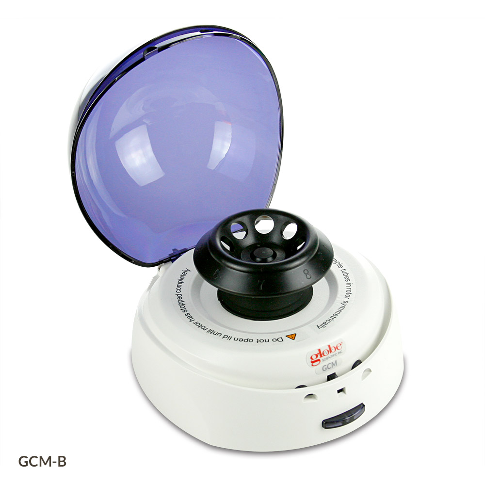 Globe Scientific Centrifuge, Mini, 8-Place, 7000rpm Fixed Speed, 240v, 50Hz, EU Plug, Blue Lid (Includes: 8-Place Rotor for 1.5mL/2.0mL Tubes, 2 x 8 Place Rotor for PCR Tubes/Strips and both Sleeves) centrifuge; mini centrifuge; microcentrifuge